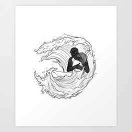 Love through waves. Art Print