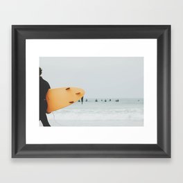 Yellow Surf Board - Abstract Surfers Print - Ocean - Sea - Travel photography Framed Art Print