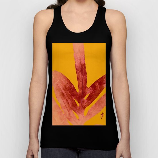 Green Fern on Red On Fire Unisex Tank Top