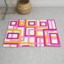 Mid-century-modern hot pink and sunny yellow vibe Area & Throw Rug