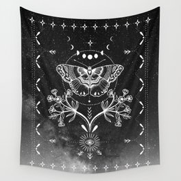 Magical Moth Black Wall Tapestry