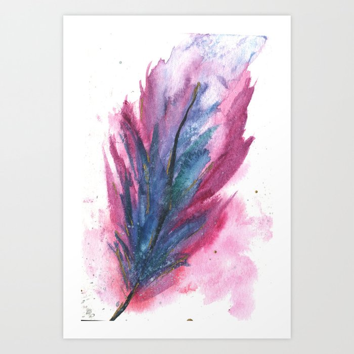 Purple Gold Feather Art Print