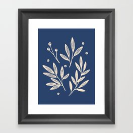 Botanic Pattern - Navy Framed Art Print