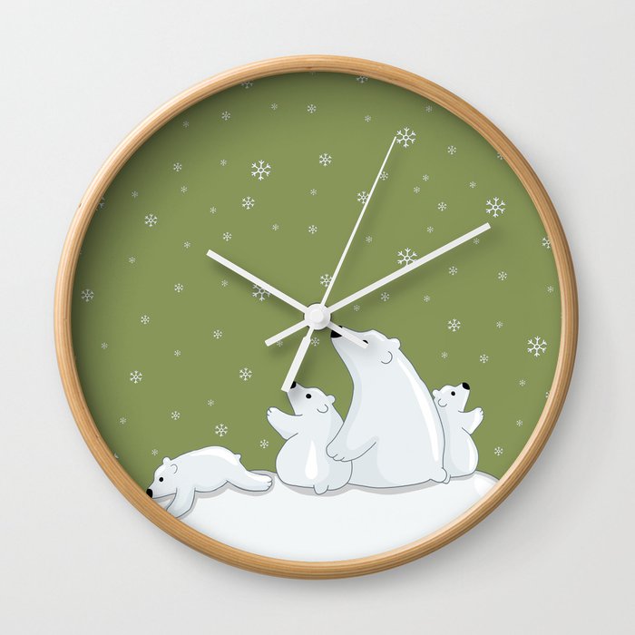 Polar Bear Family Wall Clock