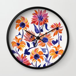 Sunflowers – Sunset Palette Wall Clock | Floral, Painting, Flowers, Yellow, Purple, Catcoq, Flower, Florals, Pretty, Watercolor 