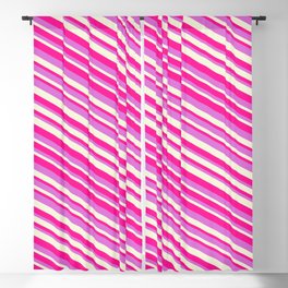 [ Thumbnail: Orchid, Beige & Deep Pink Colored Pattern of Stripes Blackout Curtain ]