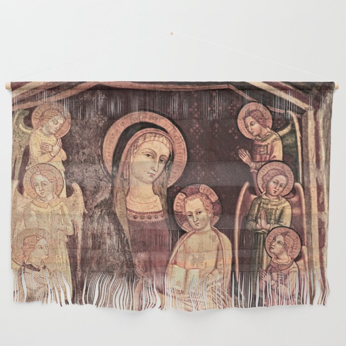 Madonna and Child Gothic Fresco Painting Wall Hanging