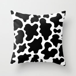 Cow Print Black and White Animal Print Patterns Throw Pillow