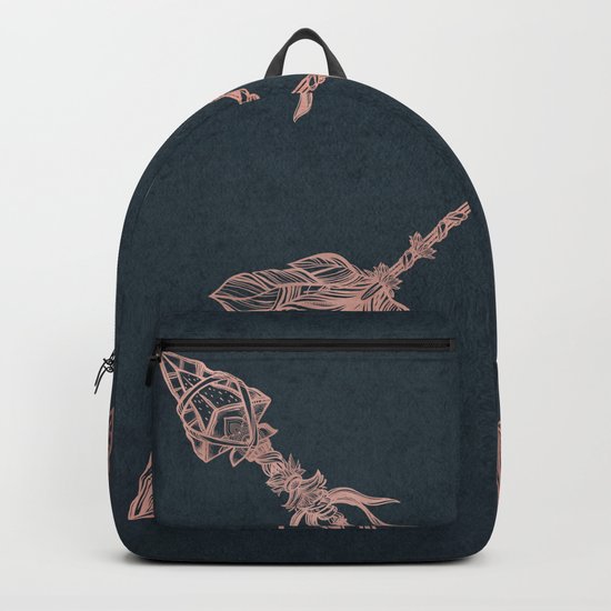 Arrows Rose Gold Foil on Navy Blue Backpack