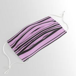 [ Thumbnail: Black and Plum Colored Lined/Striped Pattern Face Mask ]