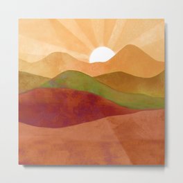 Autumn Landscape 3 Metal Print | Sunrise, Watercolor, Range, Hills, Adventure, Field, Painting, Wonderlust, Summer, Clouds 