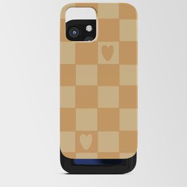 Y2K Danish Pastel Yellow Heart Checkerboard Pattern iPhone Card Case