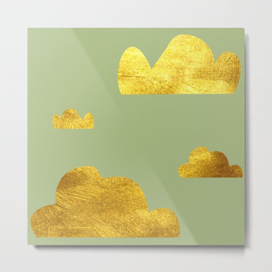 Gold Clouds green Metal Print