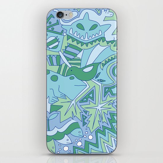 Abstract Animals - Blue and Green iPhone Skin