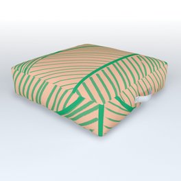 Minimal Tropical Leaf Tan Green Outdoor Floor Cushion