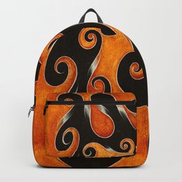 Unresolved, No. 2 Backpack | Swirling, Black, Psychedelic, Calligraphy, Pattern, Rhythm, Fire, Colourful, Typography, Wave 