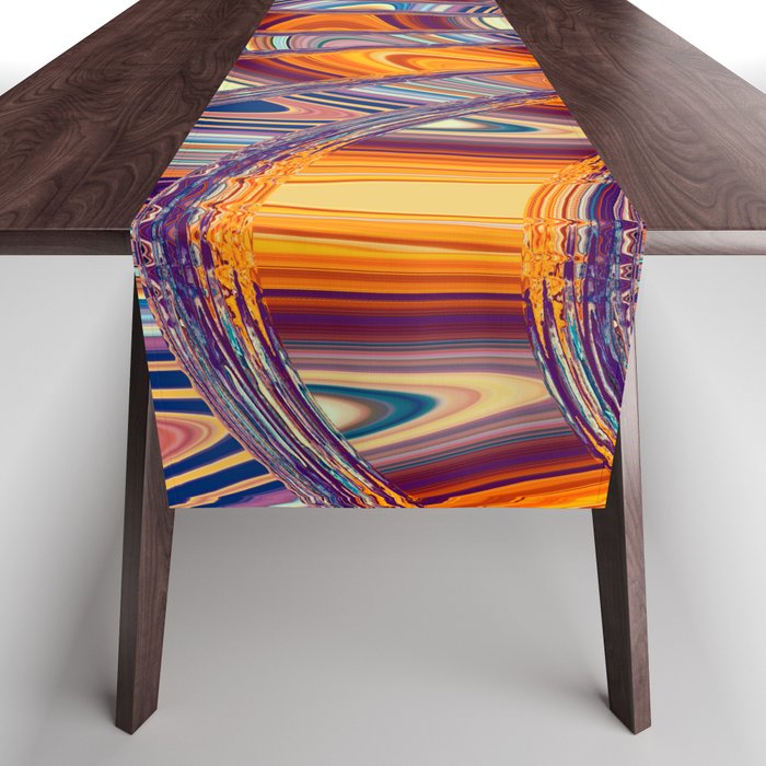 Purple And Orange Red Abstraction Table Runner