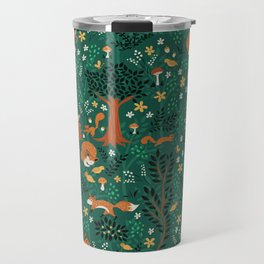 Foxes Playing in the Emerald Forest Travel Mug