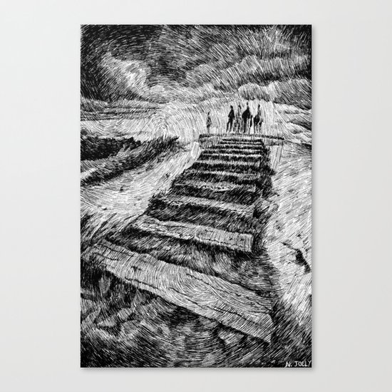 Drawing Black ink - Storm Canvas Print