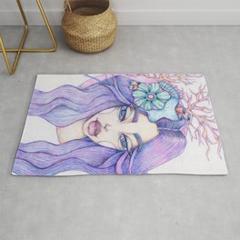 JennyMannoArt Colored Graphite/Keira the Mermaid Rug