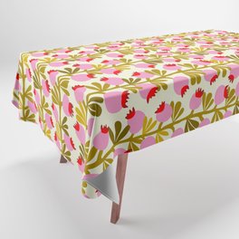 Minimal nordic flower pink with green Tablecloth