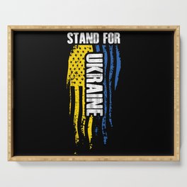 I stand with Ukraine US Banner Ukrainian colors Serving Tray