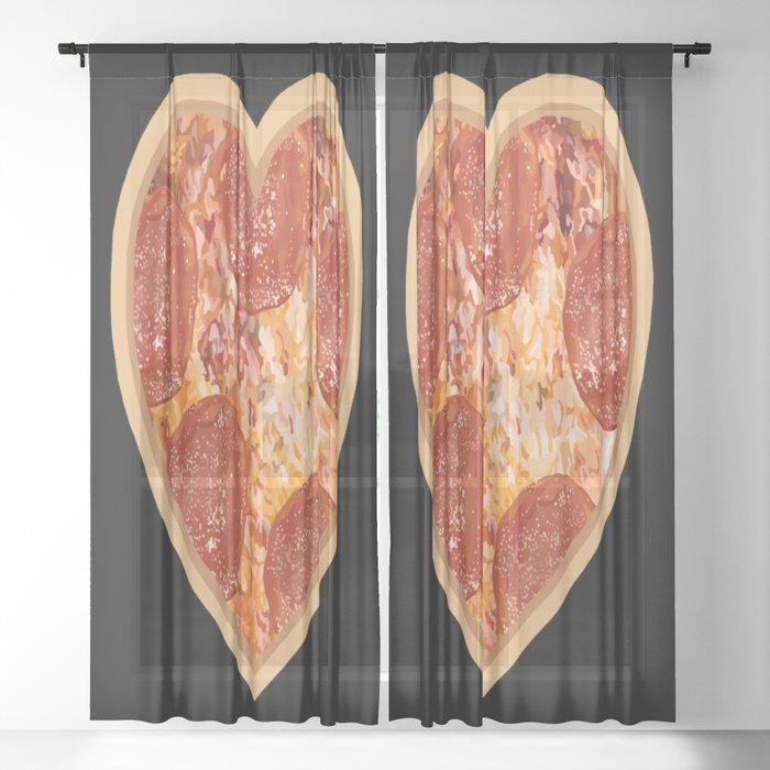 Pepperoni Pizza Heart Sheer Curtain