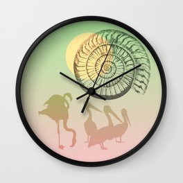 SUNNY DAY Simple Surreal Illustration  Wall Clock