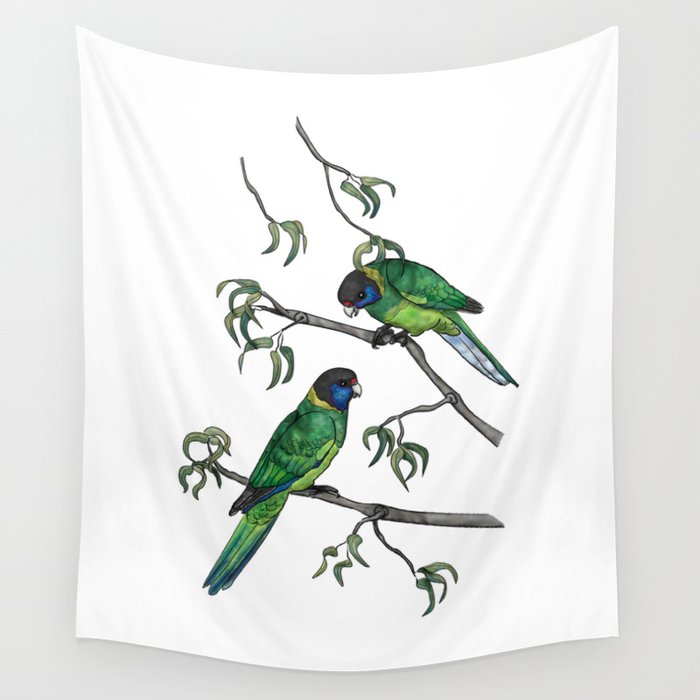 Ringneck Parrots Wall Tapestry