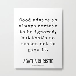 3    | Agatha Christie Quotes  | 210524 | Literary Quotes| Inspirational Quotes | Motivational Quotes Metal Print