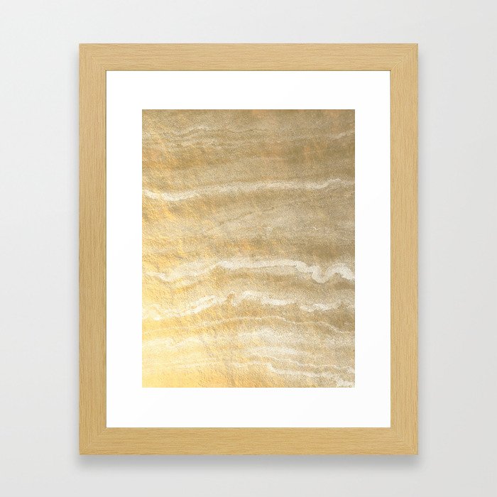 Marble motion - gold Framed Art Print