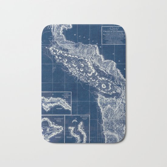 Vintage Blueprint of PNW Bath Mat