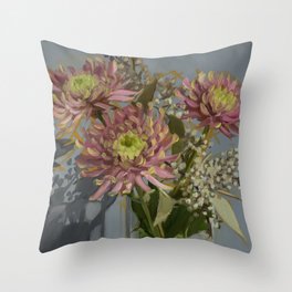 Pink Chrysanthemums Throw Pillow