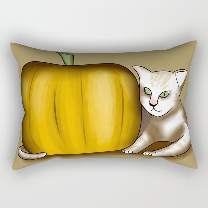 Cat and Pumpkin Rectangular Pillow