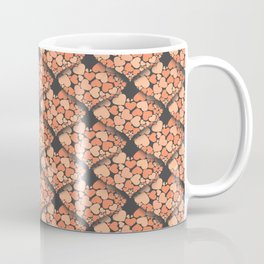 When Hearts Meet Together Pattern - Peach Hearts (On Grey) Mug