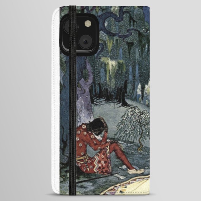 Copy of Old French Fairytales Adorable Girl, Cat and Fawn Deer Virginia Frances Sterrett Reproduction iPhone Wallet Case