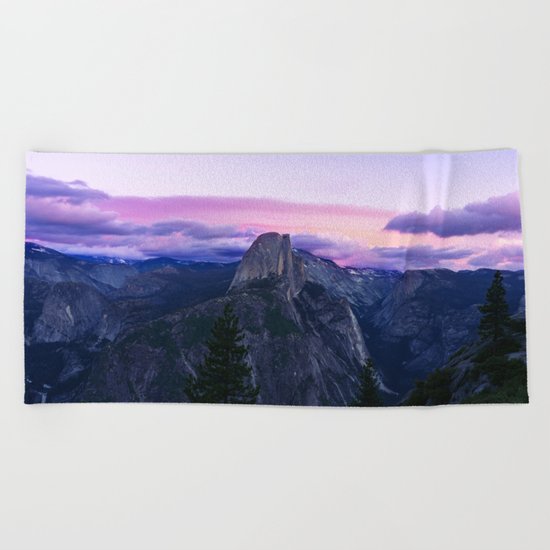 The Mountains and Purple Clouds Beach Towel
