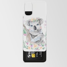 Baby koala with blue eyes and flowers Android Card Case