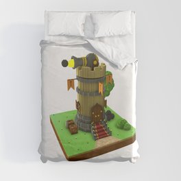 Voxel Medieval Tower Duvet Cover