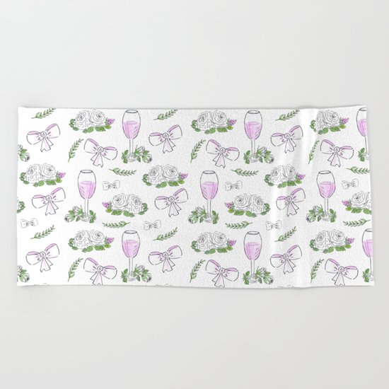Watercolor seamless romantic print Beach Towel