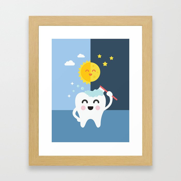 Brush your Teeth Morning and Night Framed Art Print