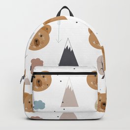 Seamless kids pattern with lovely cute bears and forest Backpack