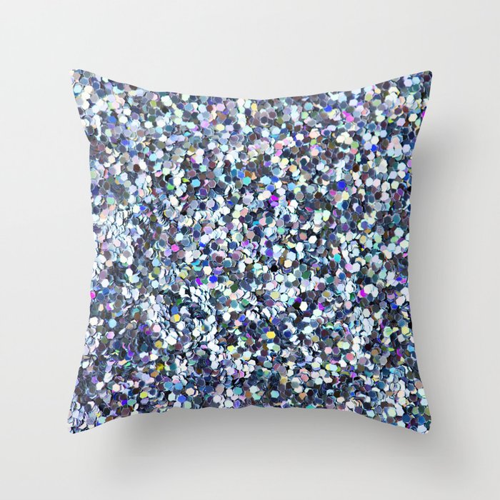 Blue Glitter Throw Pillow