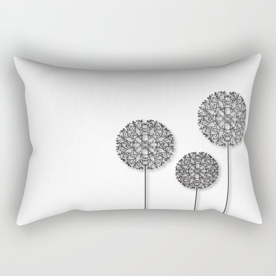 Black Star Flower Rectangular Pillow