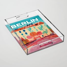Rainy Day in Berlin Street Travel Poster Retro Acrylic Tray