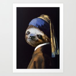 The Sloth with a Pearl Earring Art Print