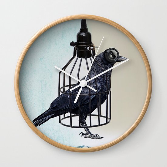 bird in the wire Wall Clock