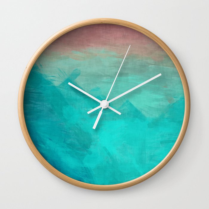 Sunset Over Lagoon Abstract Painting Wall Clock