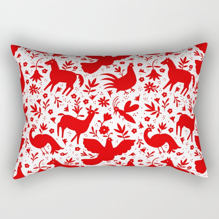 Otomi in red Rectangular Pillow
