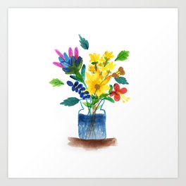 Bunch of flowers in the glass pot Art Print